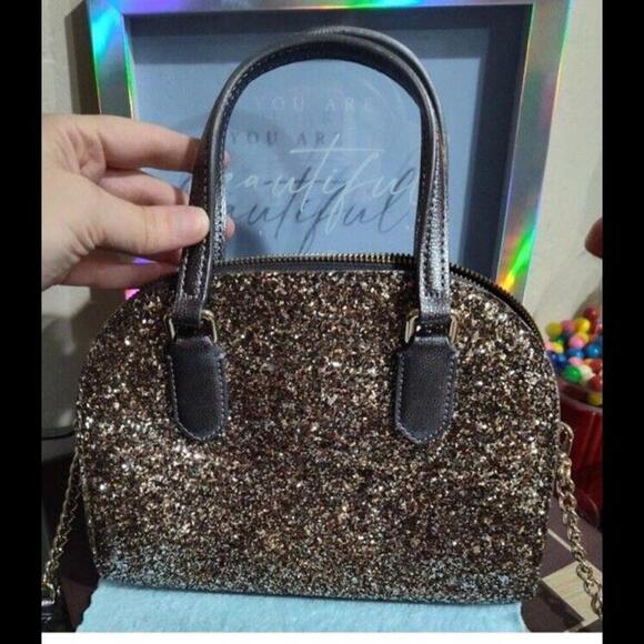 Kate Spade Mini Reiley Laurel Way Glitter Satchel crossbody Wristlet - Picture 12 of 13